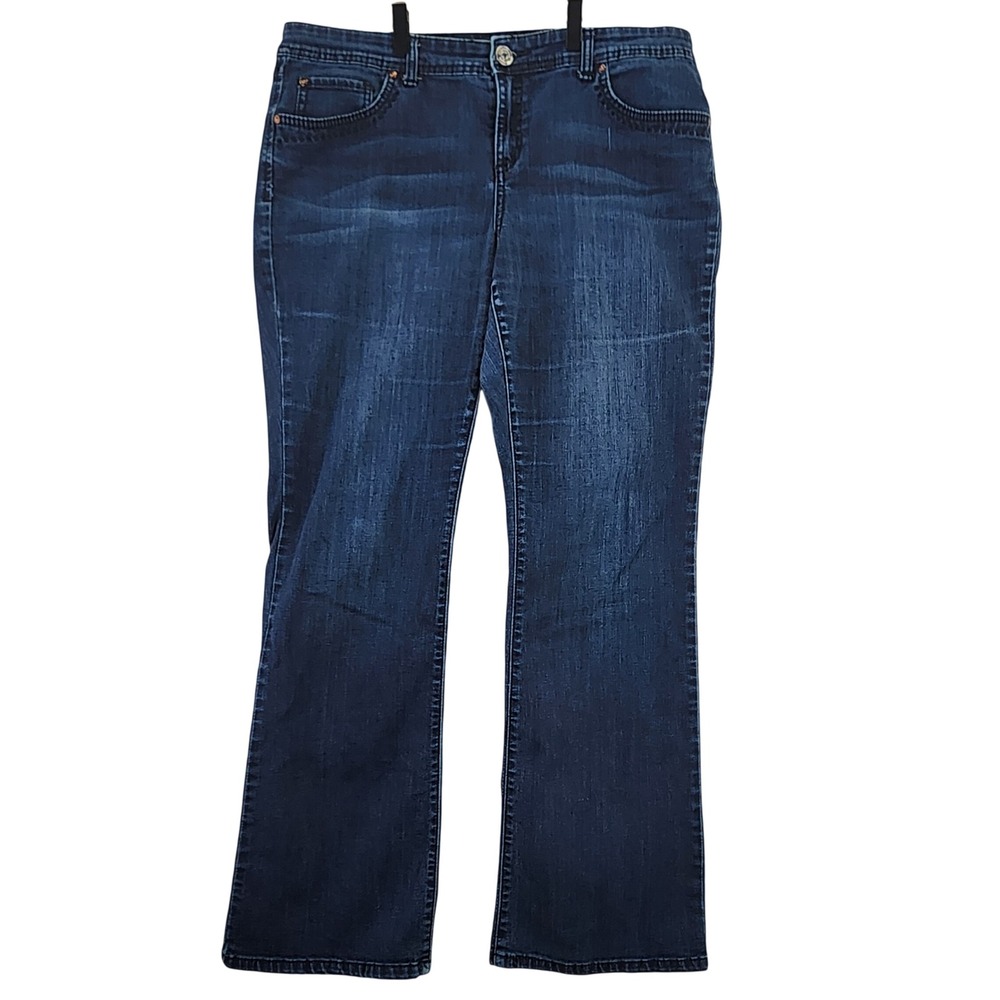 INC International Concepts Denim Boot‎ Cut Jeans Women Size 14 Blue Regular Fit